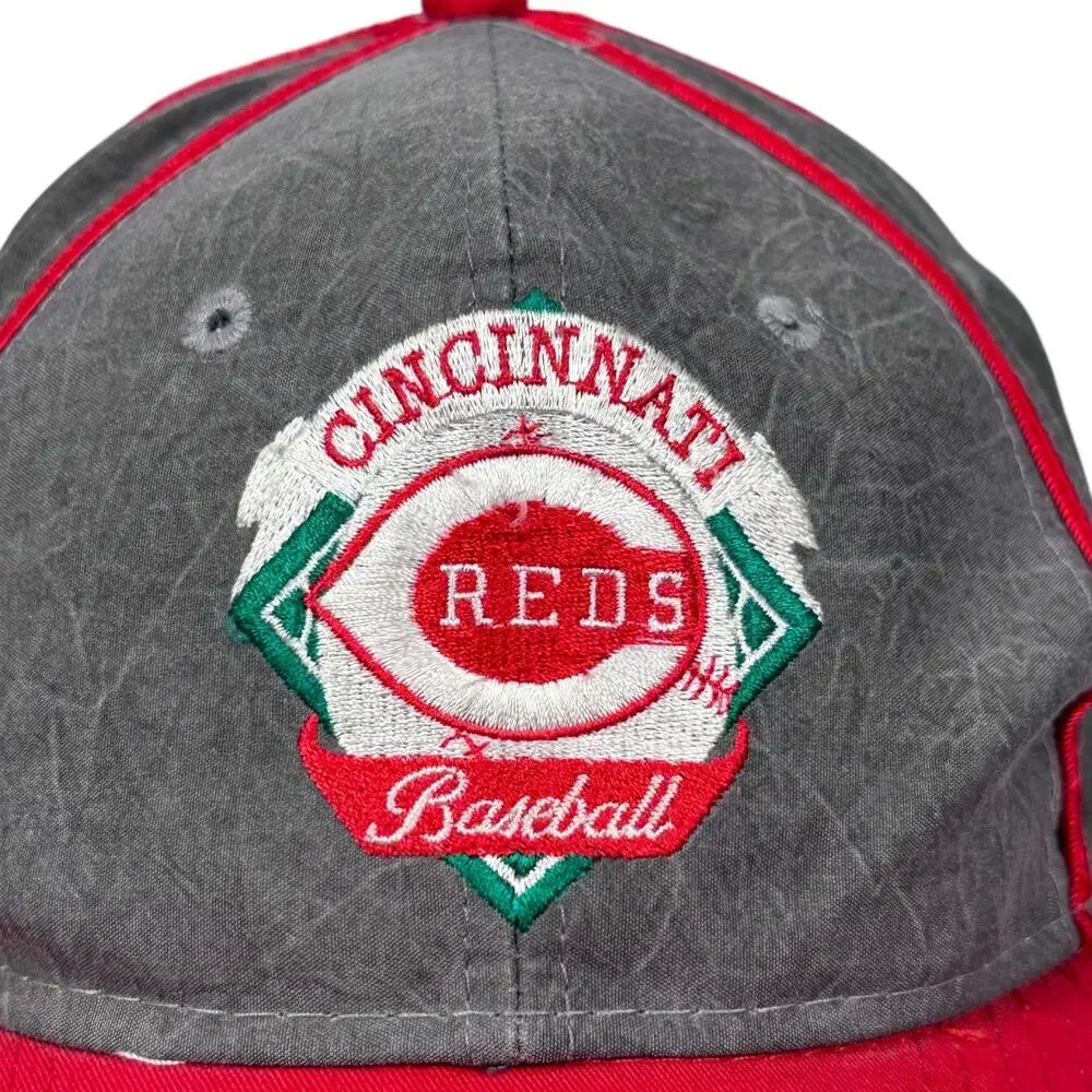 Vintage The Game Cincinnati Reds Snapback Hat‎ Baseball Cap OS Gray Red 90s